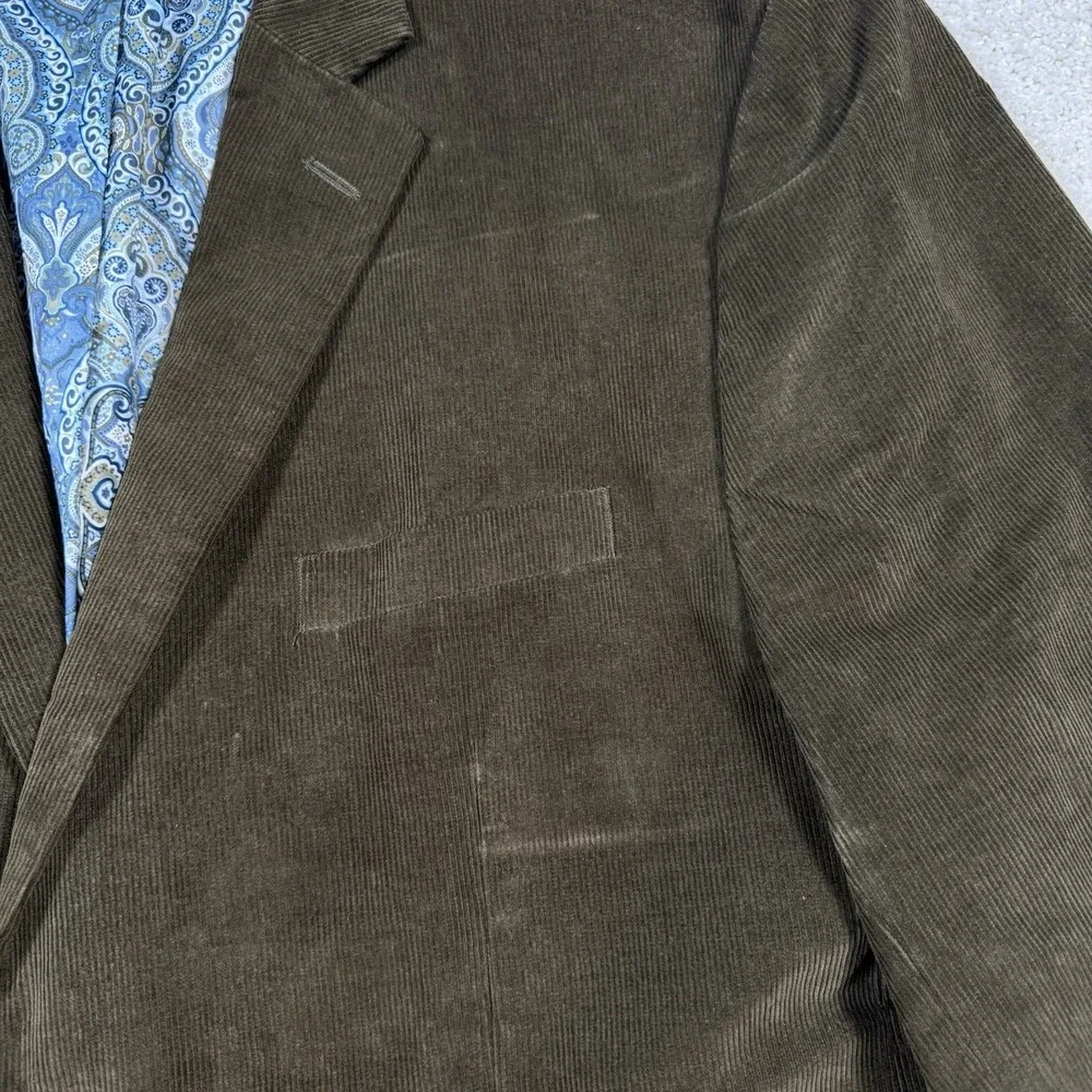 Alan Flusser Corduroy Blazer Men's 2XL Green Sport Coat Paisley Lined Cotton‎
